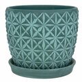 Pg Perfect 8 in. Dia. Tribeca Ceramic Planter, Teal, 2PK PG1679289